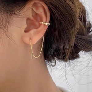 CLOSING SALE! Gold Pave Cross threader Earring